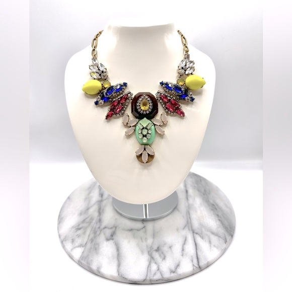 J. Crew Crystal Stone Chain Statement‎ Necklace - Picture 2 of 5